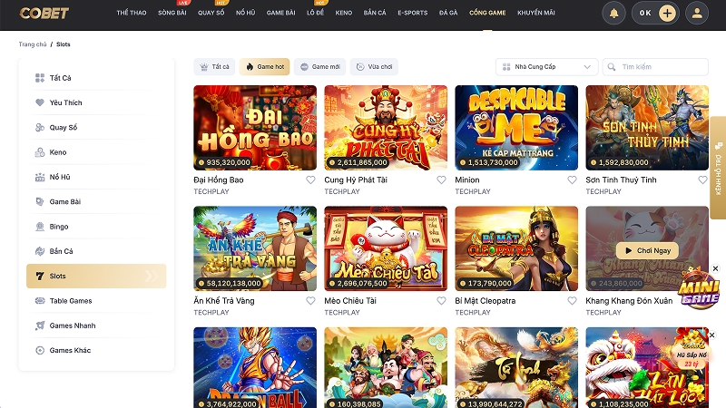 Slots COBET thay đổi theo mùa, từ Giáng sinh đến Halloween luôn mới mẻ